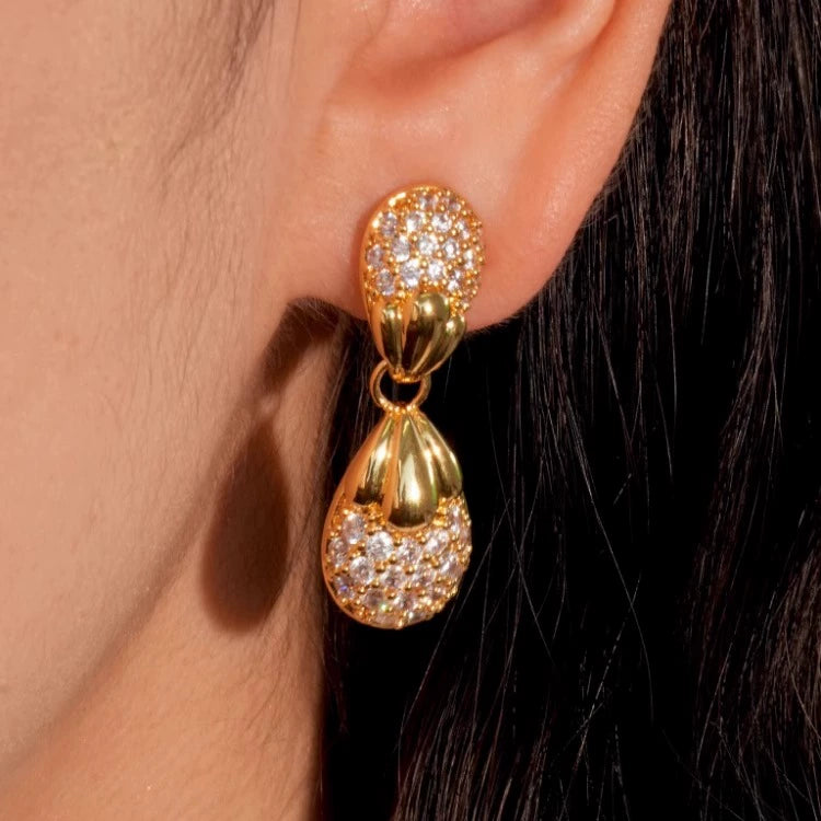 "Waltz Ball" medieval Di@r palace style wax inlaid zircon pendant earrings gold full diamond heavy luxury