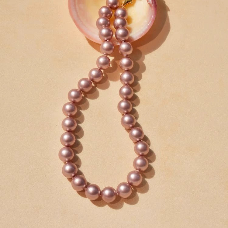 "The Daughter of the Sea" series Edison pink purple imported upgraded glass pearl necklace hand-knotted